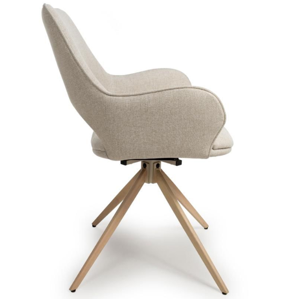 Playa Natural Fabric Dining Chairs In Pair