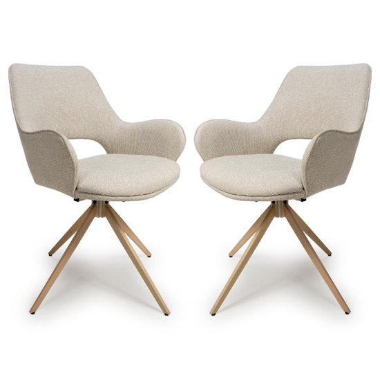 Product photograph of Playa Swivel Natural Fabric Dining Chairs In Pair from Furniture in Fashion