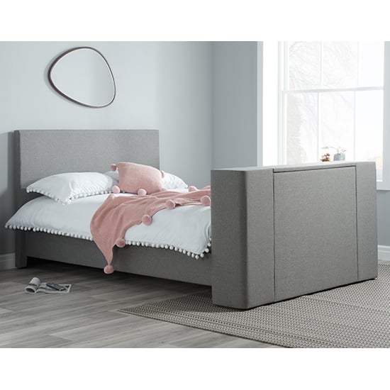 Plaza Fabric Double TV Bed In Grey_2