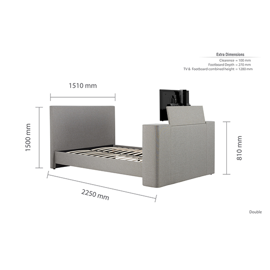 Plaza Fabric Double TV Bed In Grey_9