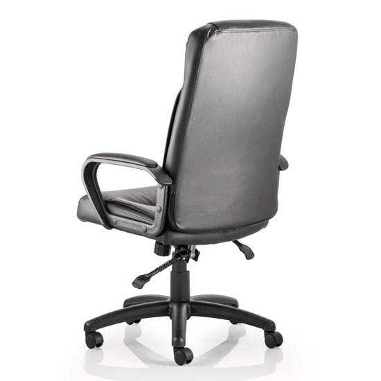 Plaza Leather Executive Office Chair In Black With Arms
