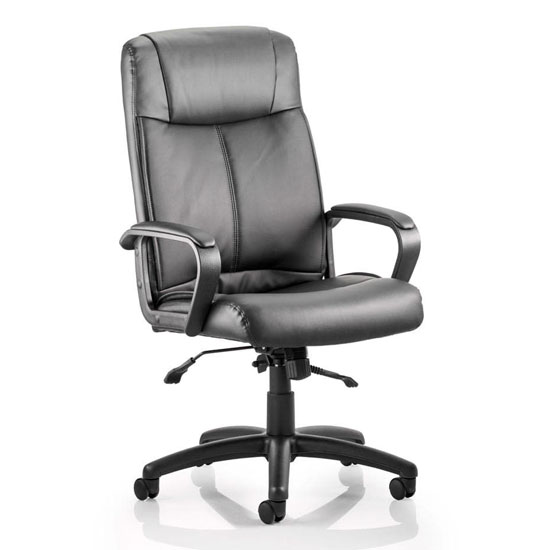 Photo of Plaza leather executive office chair in black with arms