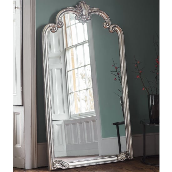 Product photograph of Plaza Rectangular Leaner Mirror In Silver Frame from Furniture in Fashion