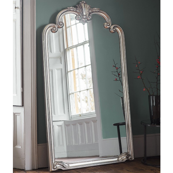 Plaza Rectangular Leaner Mirror In Silver Frame Furniture in Fashion