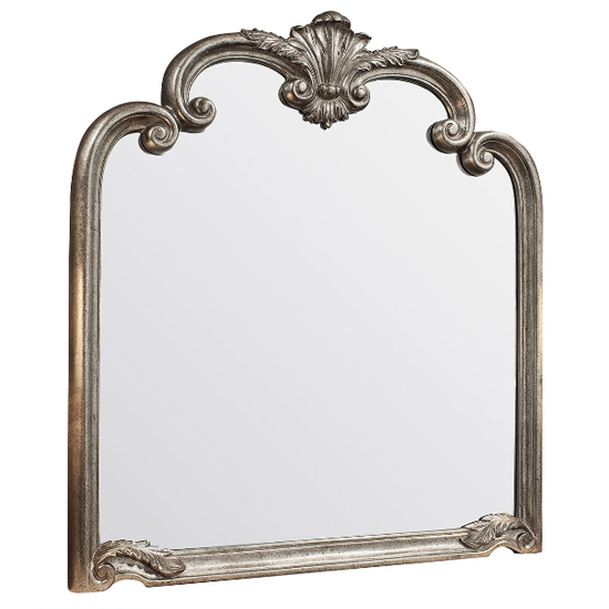 Plaza Rectangular Overmantle Mirror In Silver Frame