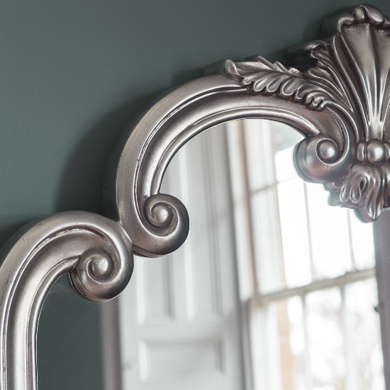 Plaza Rectangular Overmantle Mirror In Silver Frame