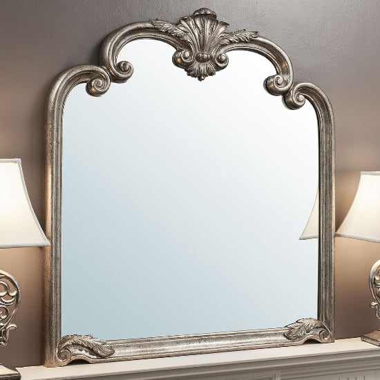 Product photograph of Plaza Rectangular Overmantle Mirror In Silver Frame from Furniture in Fashion