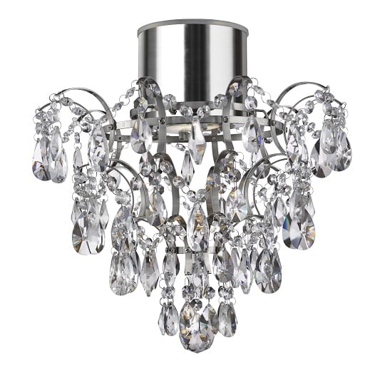 Photo of Pleades chandelier with crystal doplets flush ceiling light