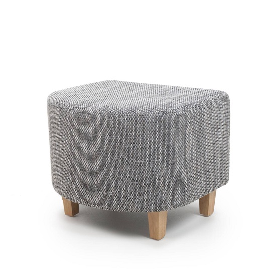 Pleven Tub Chair With Stool In Grey Tweed Fabric_2