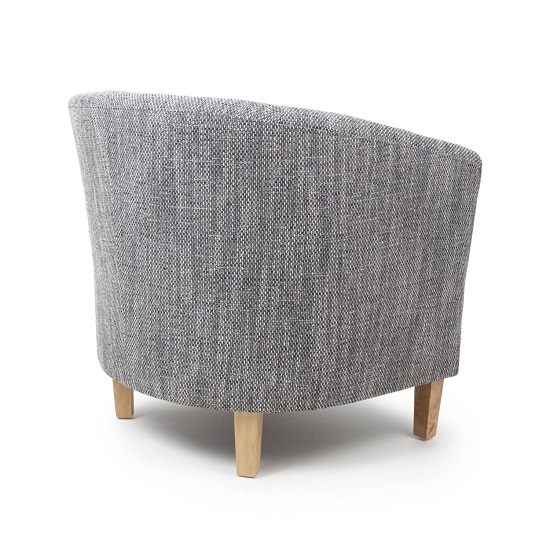 Pleven Tub Chair With Stool In Grey Tweed Fabric_3