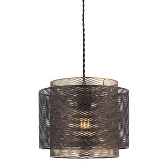 Photo of Plexus large pendant light in matt black and antique brass