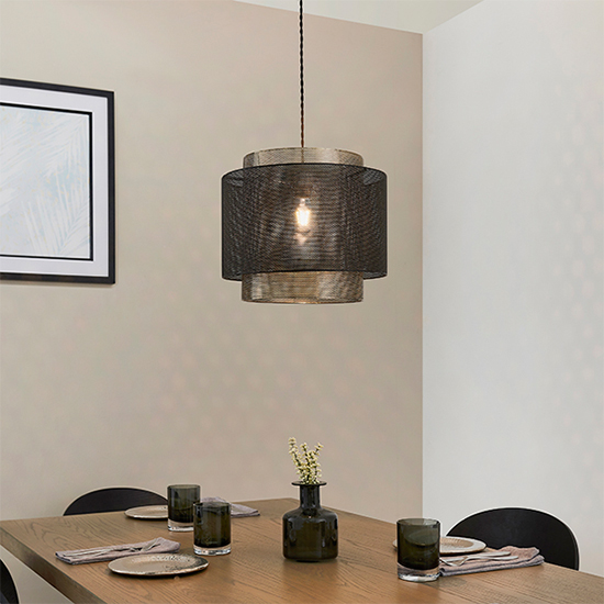 Plexus Small Pendant Light In Matt Black And Antique Brass