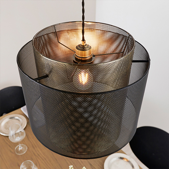 Plexus Small Pendant Light In Matt Black And Antique Brass