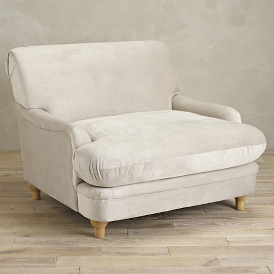 Plimpton Velvet Lounge Chair With Wooden Legs In Beige