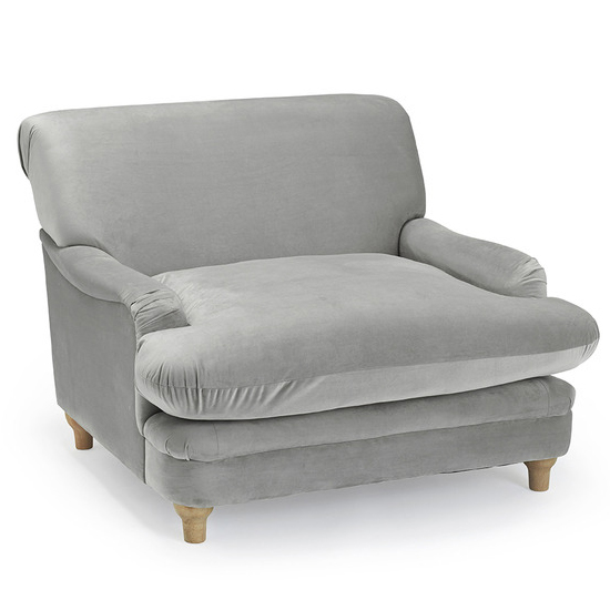 Plimpton Velvet Lounge Chair With Wooden Legs In Grey