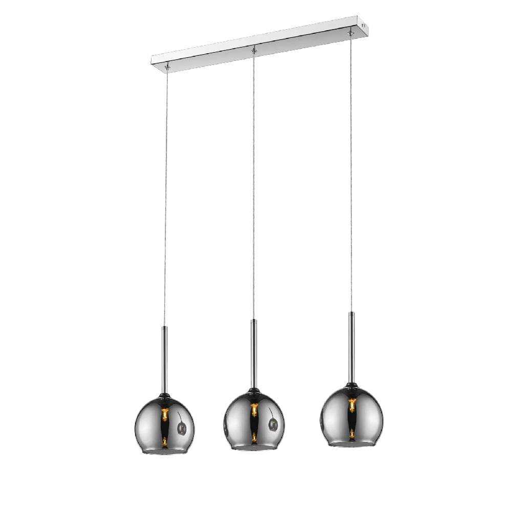 Read more about Plumstead 3 light glass shade bar pendant light in chrome