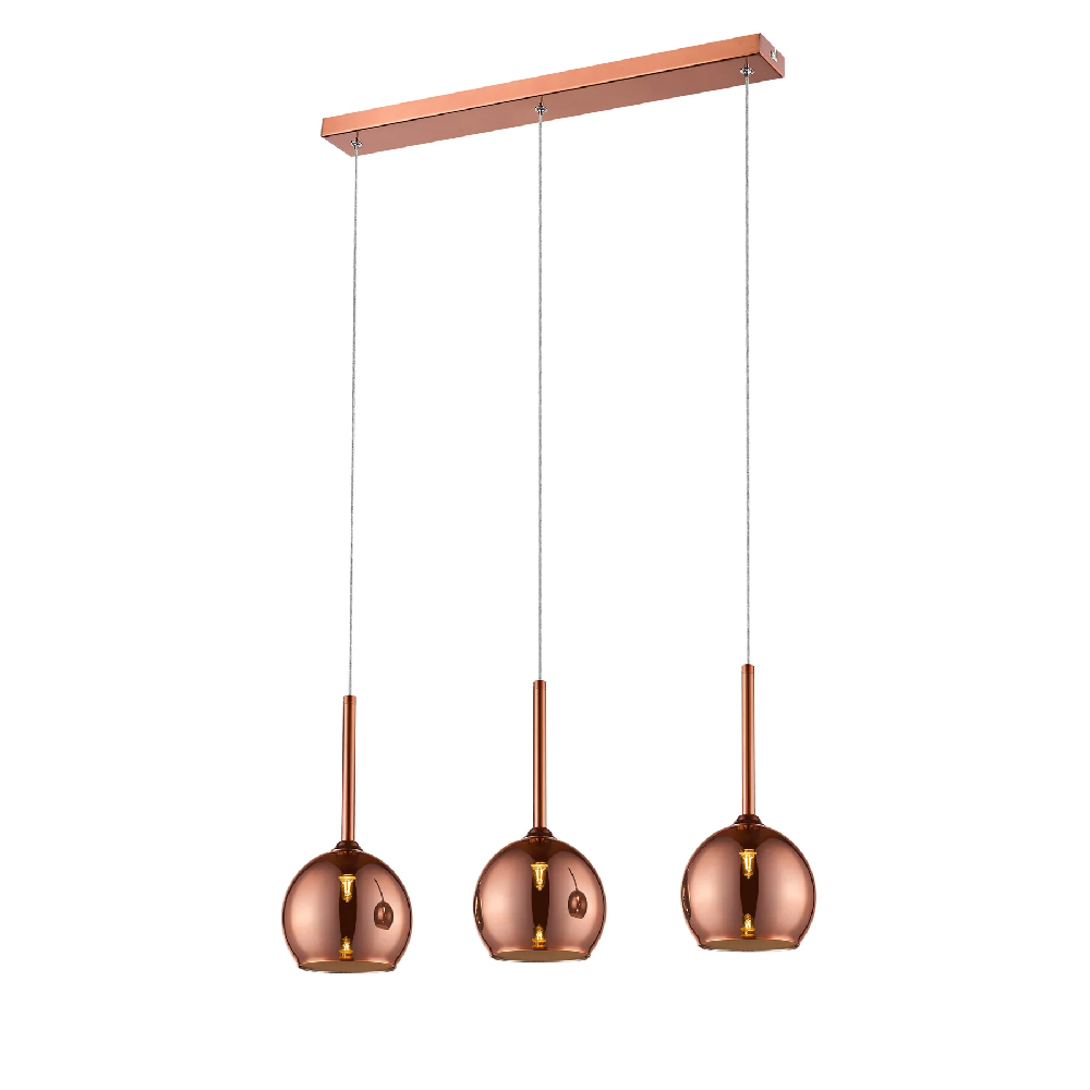 Read more about Plumstead 3 light glass shade bar pendant light in copper