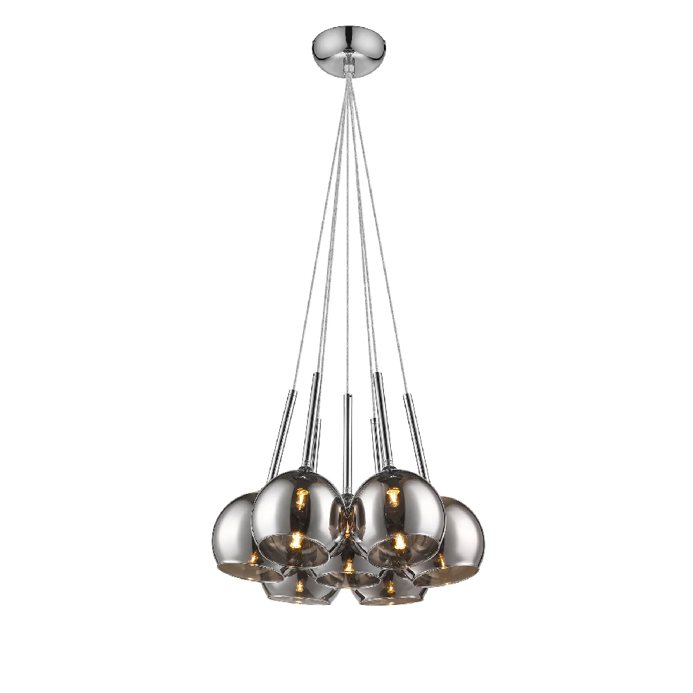 Read more about Plumstead 7 light glass shade pendant light in chrome