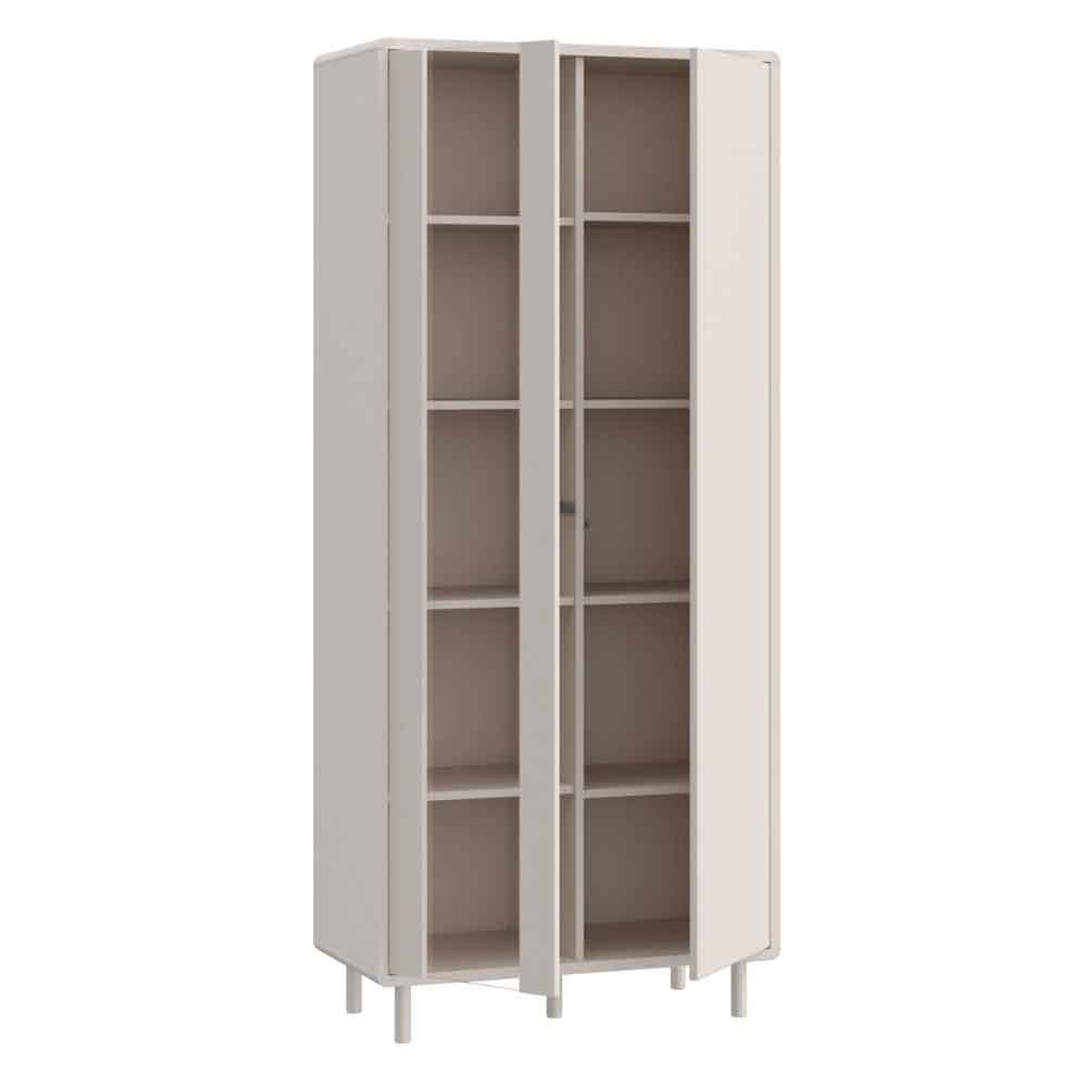 Plyna Tall Wooden Display Cabinet with 2 Doors in Sand