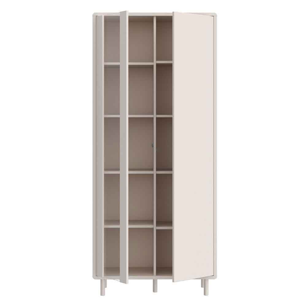 Plyna Tall Wooden Display Cabinet with 2 Doors in Sand