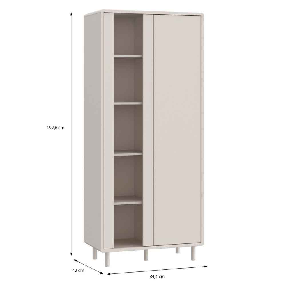 Plyna Tall Wooden Display Cabinet with 2 Doors in Sand