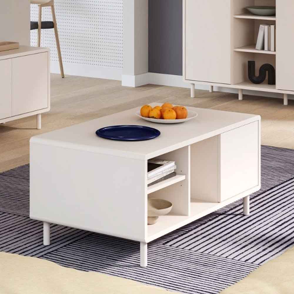 Plyna Wooden Coffee Table with 1 Door in Sand