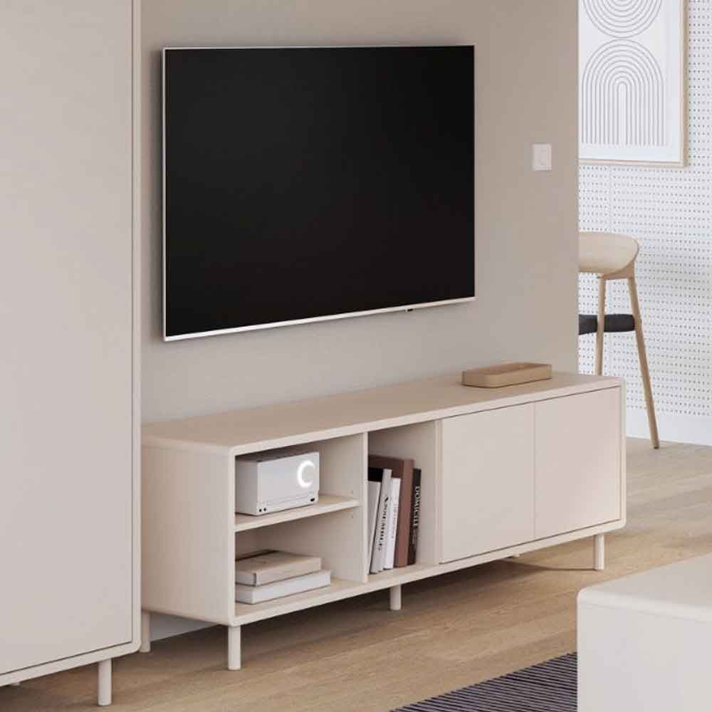 Plyna Wooden TV Stand with 2 Doors in Sand