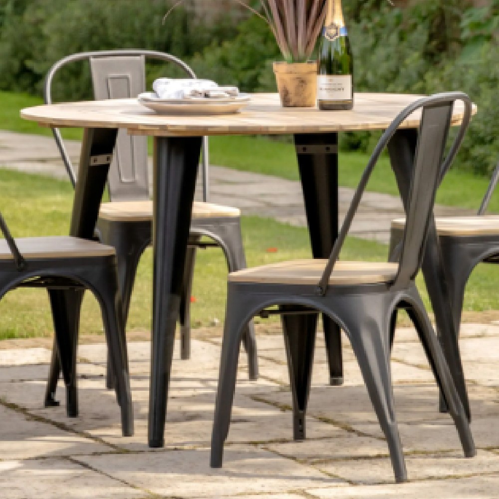 Pocola Outdoor Wooden Round Dining Table In Natural