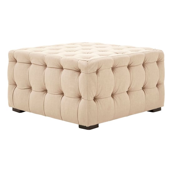 Product photograph of Poerava Upholstered Velvet Footstool In Beige from Furniture in Fashion