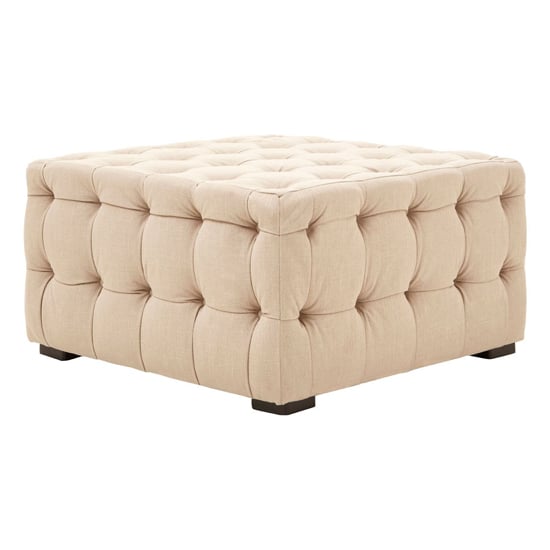 Photo of Poerava upholstered velvet footstool in beige