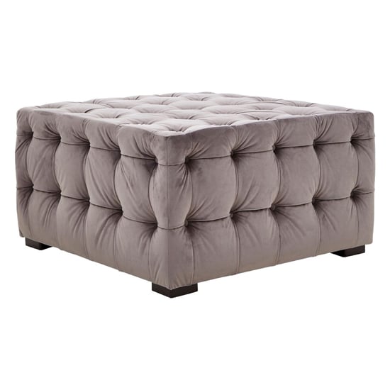 Product photograph of Poerava Upholstered Velvet Footstool In Grey from Furniture in Fashion