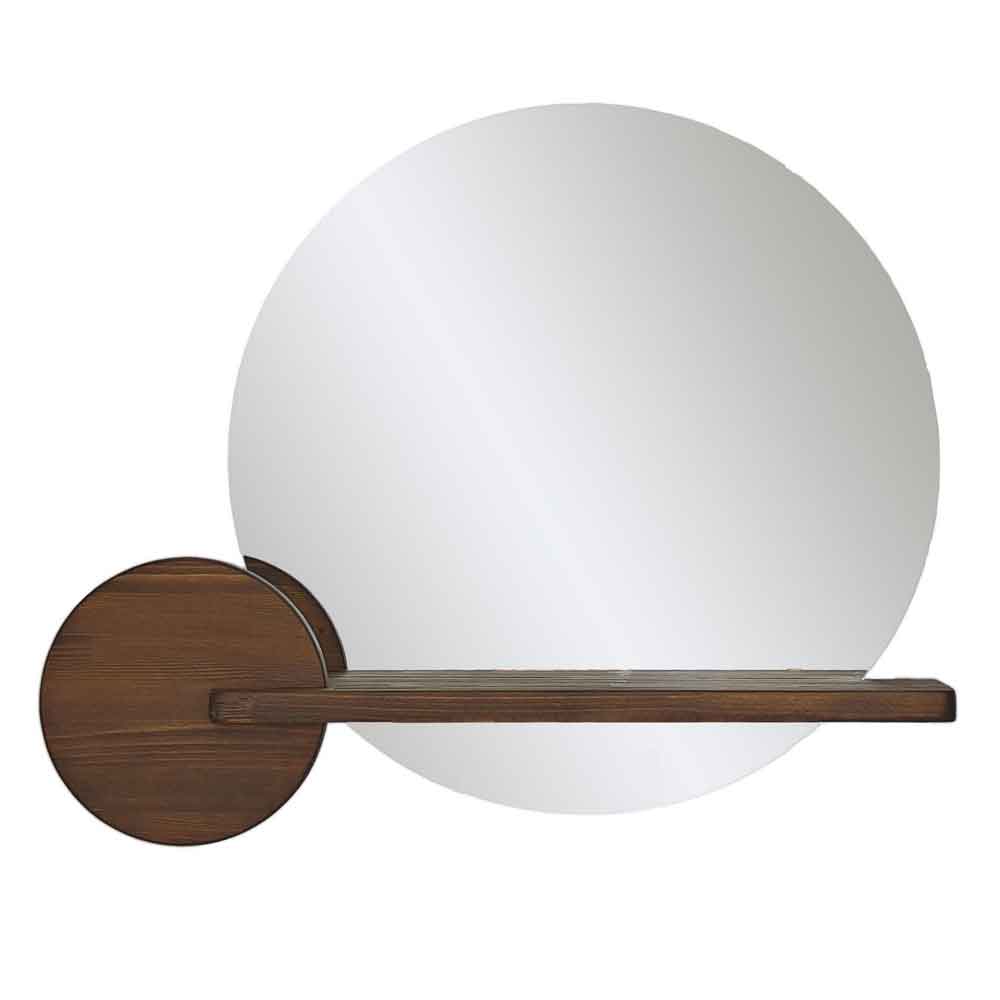 Points Glass Wall Mirror with Walnut Pine Wood Frame