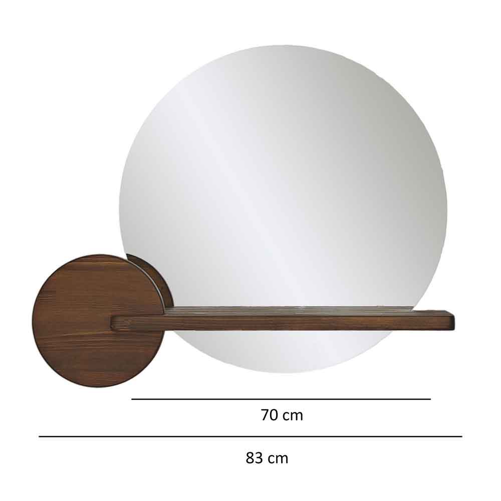 Points Glass Wall Mirror with Walnut Pine Wood Frame