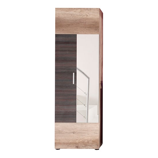 Product photograph of Polah Mirrored Wooden Wardrobe In Monument Oak from Furniture in Fashion