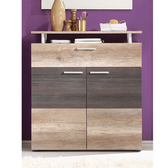 Read more about Polah wooden shoe storage cabinet in monument oak