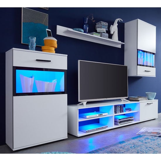 Product photograph of Polar Living Room Furniture Set In White With Led Lighting from Furniture in Fashion