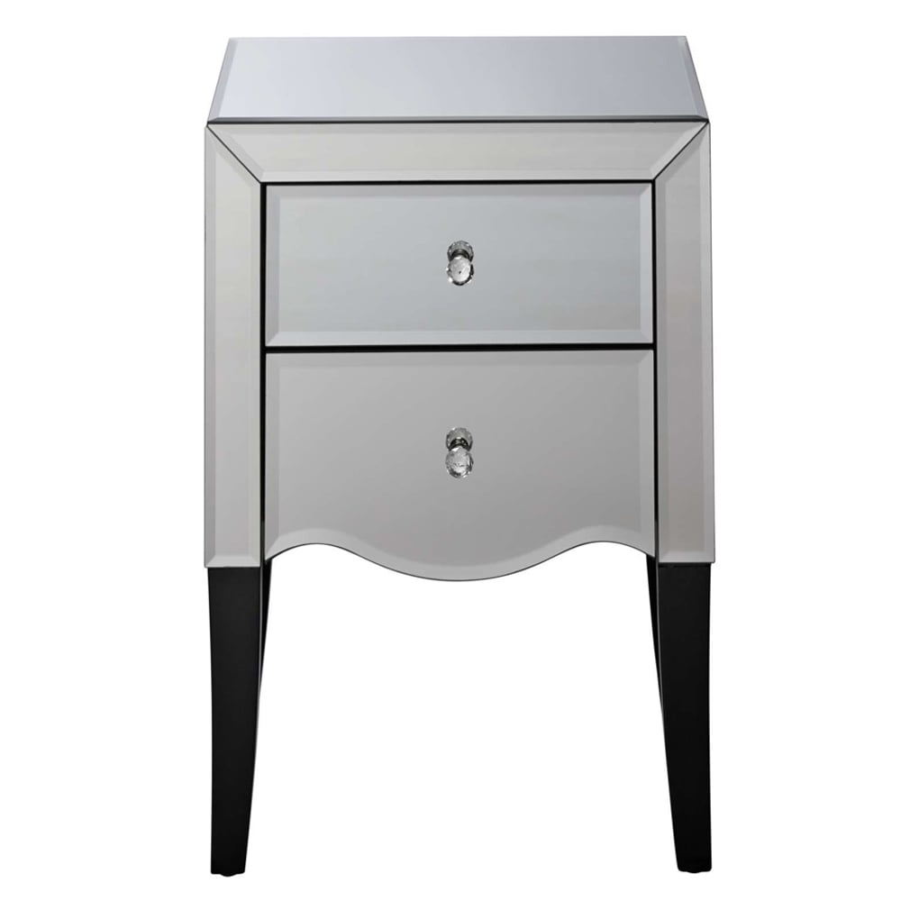 Polearm Mirrored Bedside Cabinet With 2 Drawers In Silver