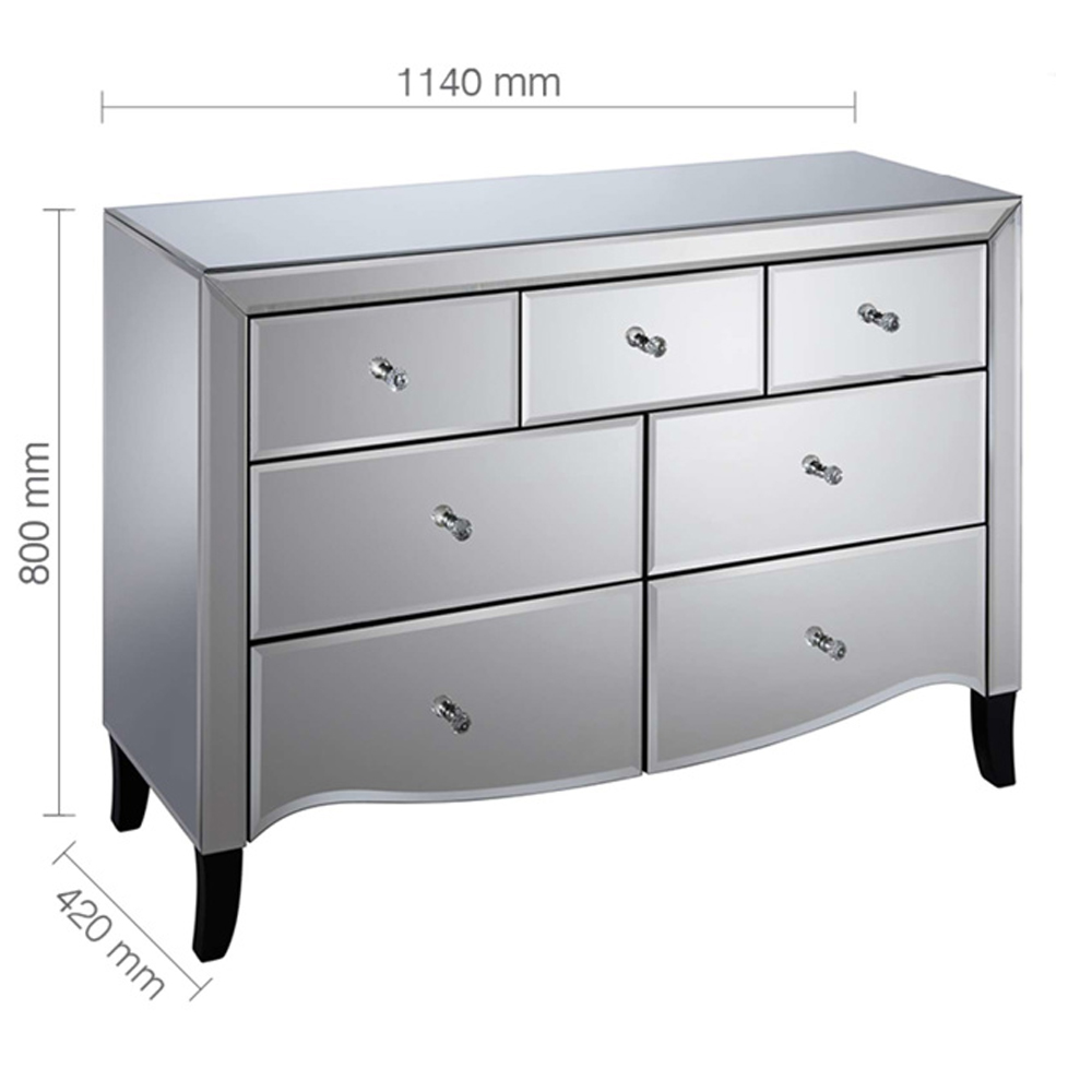 Polearm Mirrored Chest Of 7 Drawers In Silver