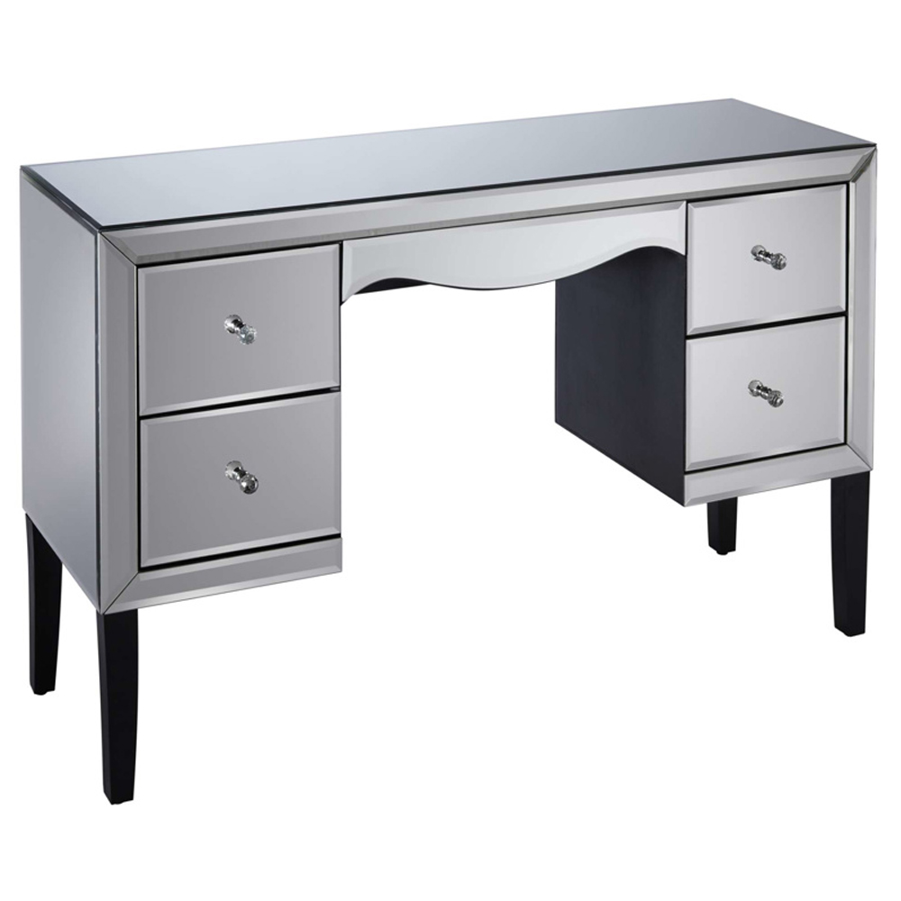 Polearm Mirrored Dressing Table With 4 Drawers In Silver