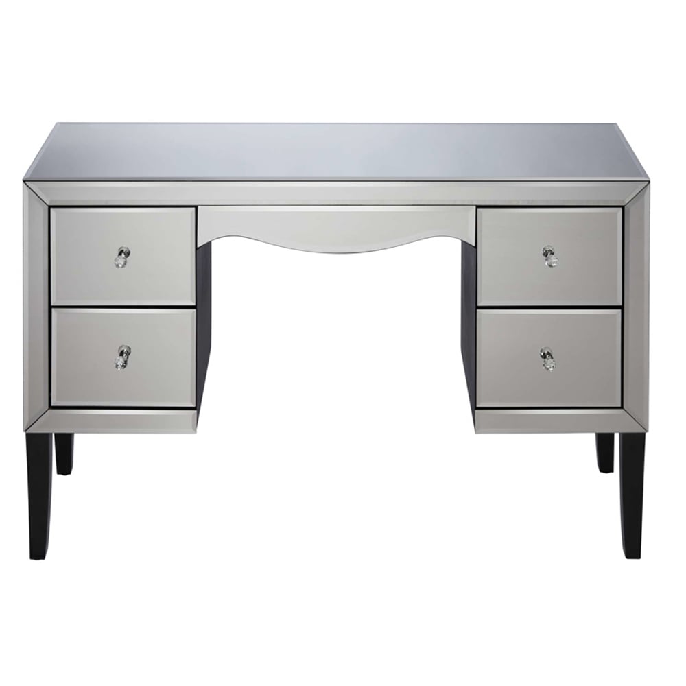 Polearm Mirrored Dressing Table With 4 Drawers In Silver