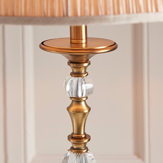 Polina Floor Lamp In Antique Brass With Beige Shade_2