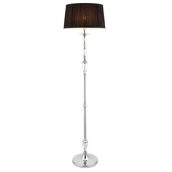 Polina Floor Lamp In Polished Nickel With Black Shade