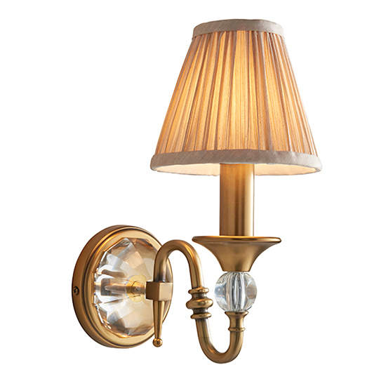 Polina Single Wall Light In Antique Brass With Beige Shade_4