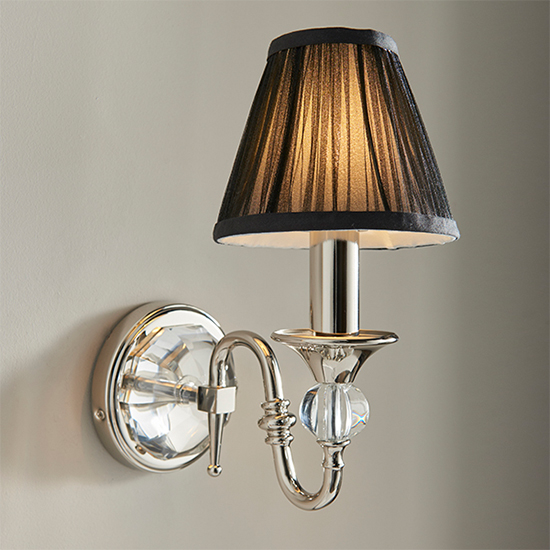 Polina Single Wall Light In Nickel With Black Shade