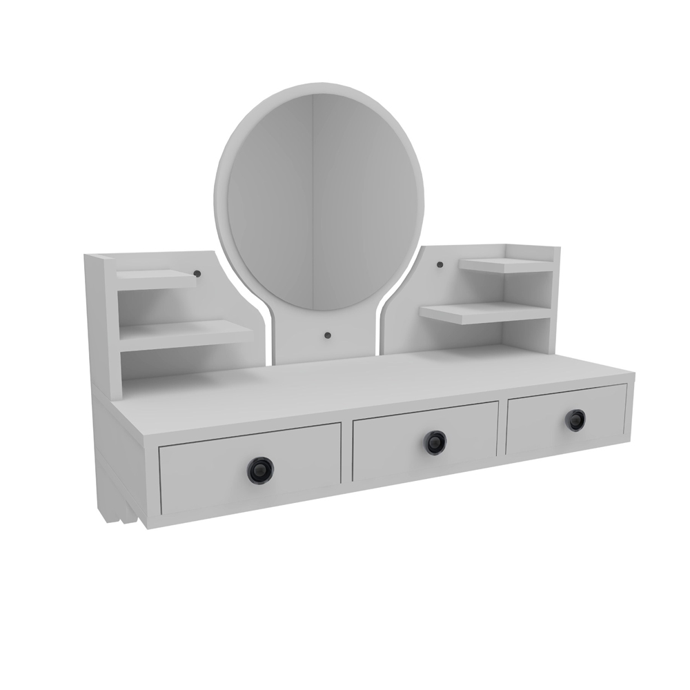 Polina Wooden Wall Mounted Dressing Table with Mirror in White