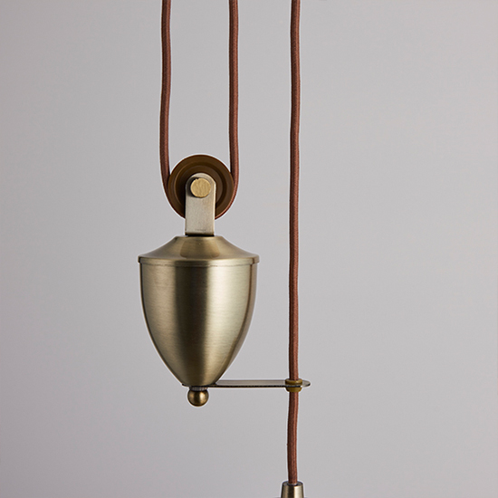 Polka Rise And Fall Led Ceiling Pendant Light In Antique Brass
