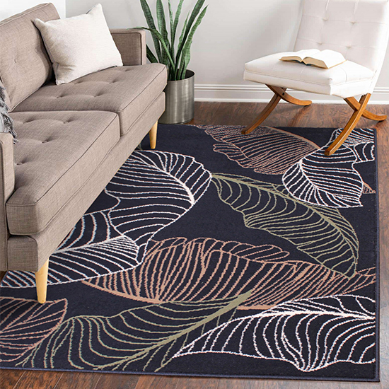 Product photograph of Poly Autumn 80x150cm Modern Pattern Rug In Navy from Furniture in Fashion