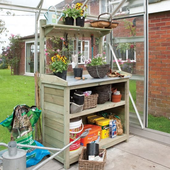 Photo of Pomeroy wooden potting station in natural timber