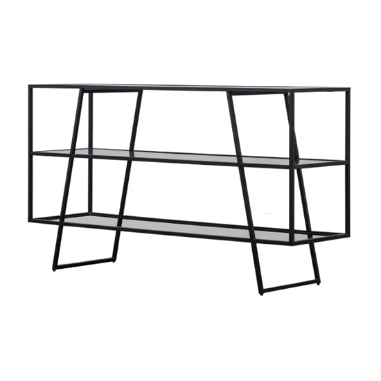 Pomona Glass Top Console Table In Black With Metal Frame_5