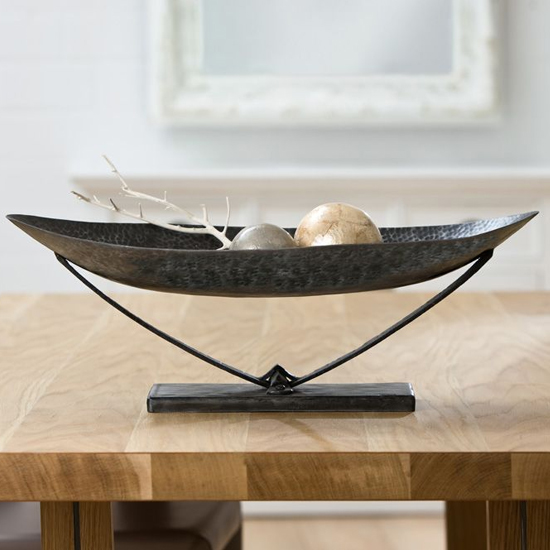 Pomona Iron Oval Decorative Bowl In Antique Black Furniture in Fashion